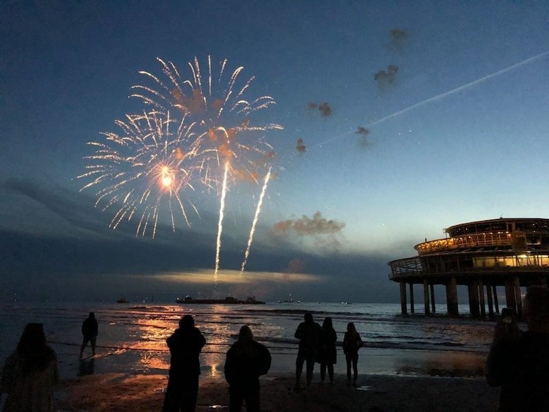 Foto van de laatste editie van het Vuurwerkfestival Scheveningen in 2018.